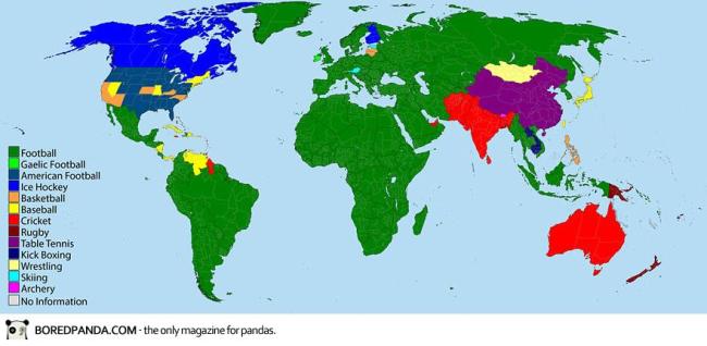 Môn thể thao "vua" ở mỗi quốc gia.