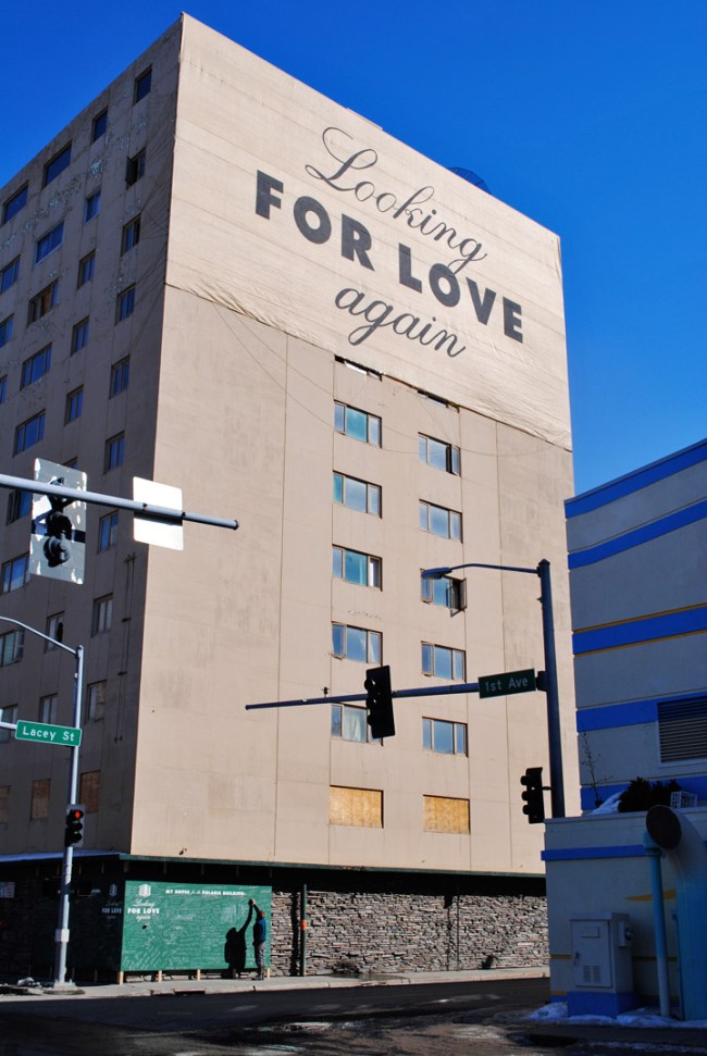 Dự án "Thêm một lần nữa tìm kiếm tình yêu" do Candy thực hiện theo đơn đặt hàng của một tổ chức nghệ thuật tại thành phố Fairbanks, Alaska (Mỹ). Tòa nhà từng là nhà chung cư nay bị bỏ hoang. Tấm biển lớn của Candy với dòng chữ "thêm một lẫn nữa tìm kiếm tình yêu" biến tòa nhà bị quên lãng trở thành cột mốc cảm xúc trong thành phố. Dưới góc tường là tấm bảng xanh cho phép mọi người chia sẻ những ý tưởng của họ về tương lai tòa nhà. Những thông tin này sẽ được chủ đầu tư và thành phố sử dụng.